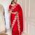 red color sequins embroidery with jaipuri dori work with cutwork border satin silk blend saree 