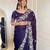 purple color sequins embroidery with jaipuri dori work with cutwork border satin silk blend saree 
