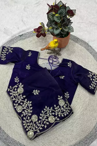 purple color sequins embroidery with jaipuri dori work with cutwork border satin silk blend saree 