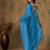 Blue beery embroidered work net saree with floral design