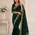 Dark Green Color Embroidery all over Star Georgette Saree