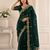 Dark Green Color Embroidery all over Star Georgette Saree