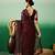 Burgundy embroidered work net saree with floral design