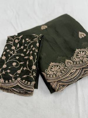 Mahendi Color Embroidery all over Star Georgette Saree 3