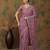Mauve embroidered work net saree with floral design