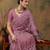Mauve embroidered work net saree with floral design