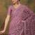 Mauve embroidered work net saree with floral design