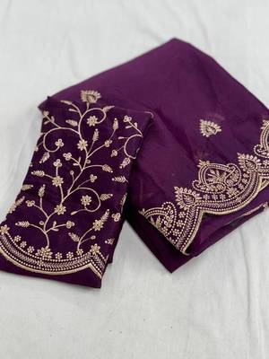 Purple Color Embroidery all over Star Georgette Saree 3