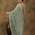 Light olive embroidered work net saree with floral design