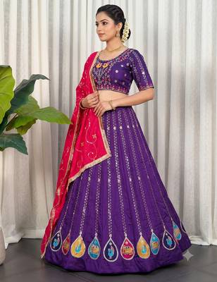 Royal Purple Navratri Lehenga Choli with Pink Dupatta 2