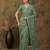 Olive embroidered work net saree with floral design