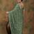 Olive embroidered work net saree with floral design
