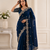Teal Color Embroidery all over Star Georgette Saree