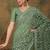 Olive embroidered work net saree with floral design