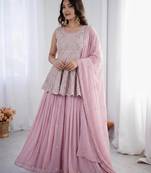 Designer Pink Embroidered Lehenga  Set