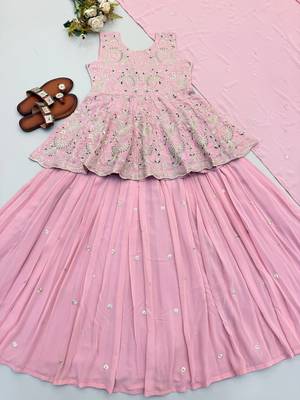 Designer Pink Embroidered Lehenga  Set 3