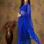 Royal blue work net saree with floral design