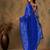 Royal blue work net saree with floral design
