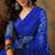 Royal blue work net saree with floral design