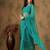 Teal blue work net saree with floral design