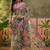 pink linen cotton blend digital printed saree with leaf motifs