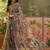 pink linen cotton blend digital printed saree with leaf motifs