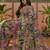 pink linen cotton blend digital printed saree with leaf motifs