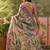 pink linen cotton blend digital printed saree with leaf motifs