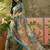 teal linen cotton blend digital printed floral saree