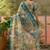 teal linen cotton blend digital printed floral saree