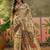 beige linen cotton blend digital printed ethnic motif saree