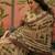 beige linen cotton blend digital printed ethnic motif saree