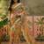mustard linen cotton blend digital printed floral saree