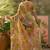 mustard linen cotton blend digital printed floral saree