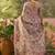 mauve linen cotton blend digital printed ethnic motif saree