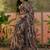 purple linen cotton blend digital printed abstract saree