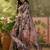 purple linen cotton blend digital printed abstract saree