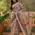 pink linen cotton blend digital printed floral saree