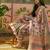 pink linen cotton blend digital printed floral saree