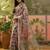 pink linen cotton blend digital printed floral saree