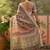 pink linen cotton blend digital printed floral saree