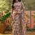 grey linen cotton blend digital printed floral saree