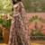 grey linen cotton blend digital printed floral saree