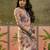 grey linen cotton blend digital printed floral saree