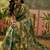 green linen cotton blend digital printed abstract saree