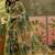 green linen cotton blend digital printed abstract saree