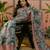 multicolour linen cotton blend digital printed abstract saree