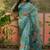 sky blue linen cotton blend digital printed floral saree
