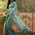 sky blue linen cotton blend digital printed floral saree