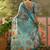 sky blue linen cotton blend digital printed floral saree